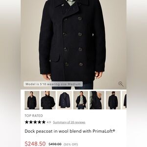 NWOT J. Crew Men’s Peacoat